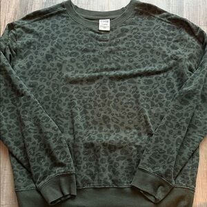 Green Leopard Print Crewneck